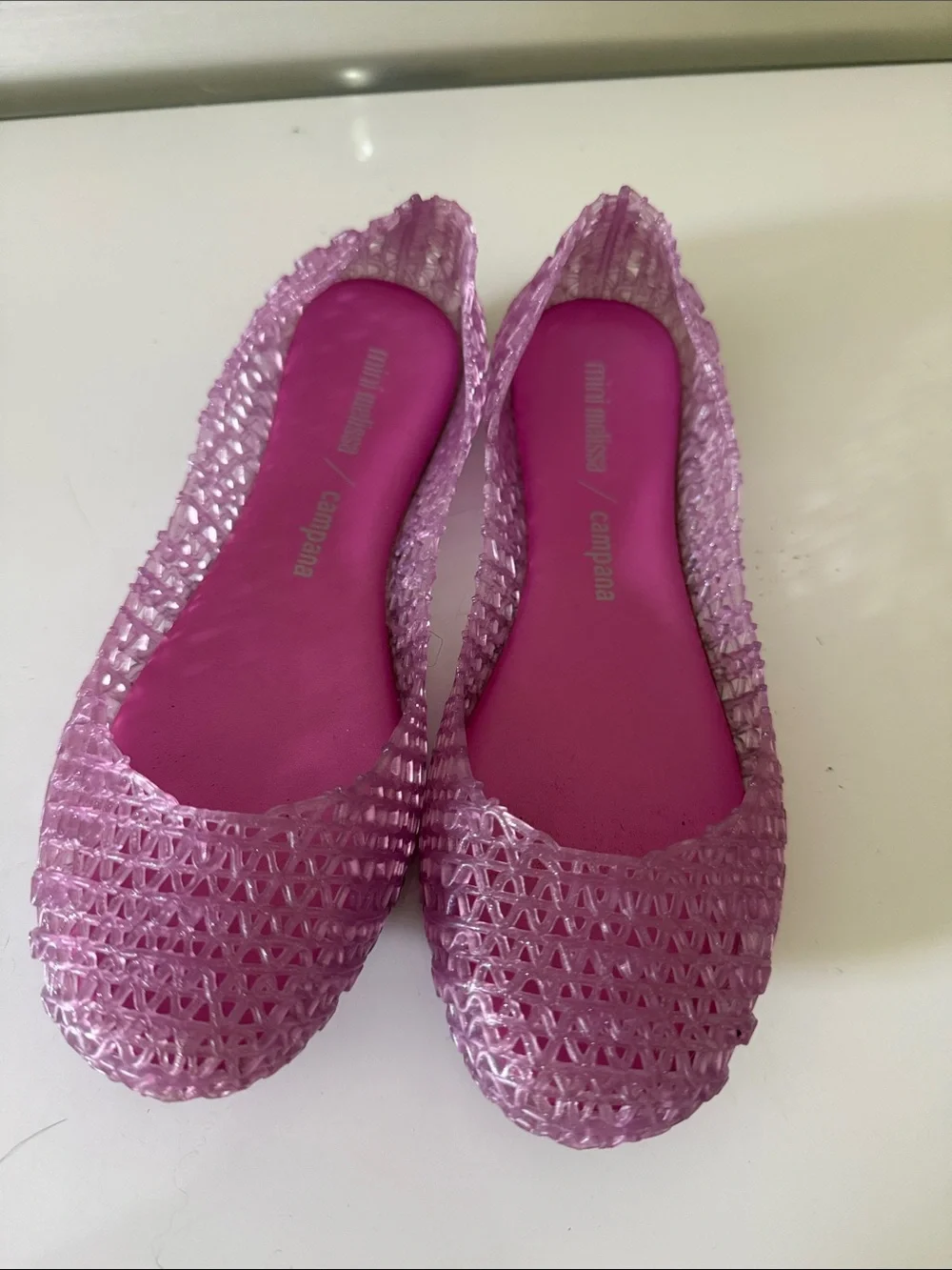 Mini Melissa Pink Purple Jelly Woven Ballet Flats